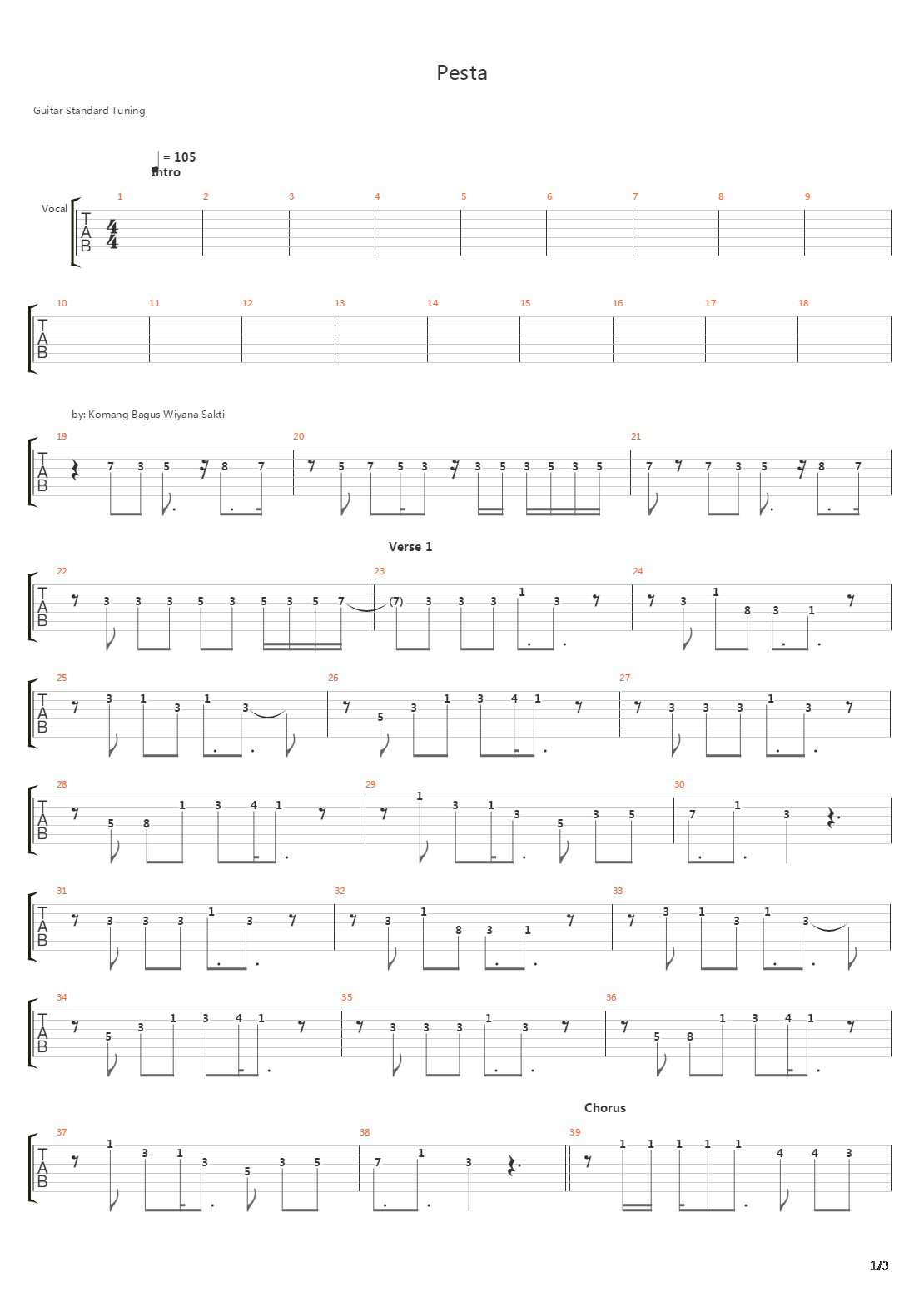 Pesta吉他谱