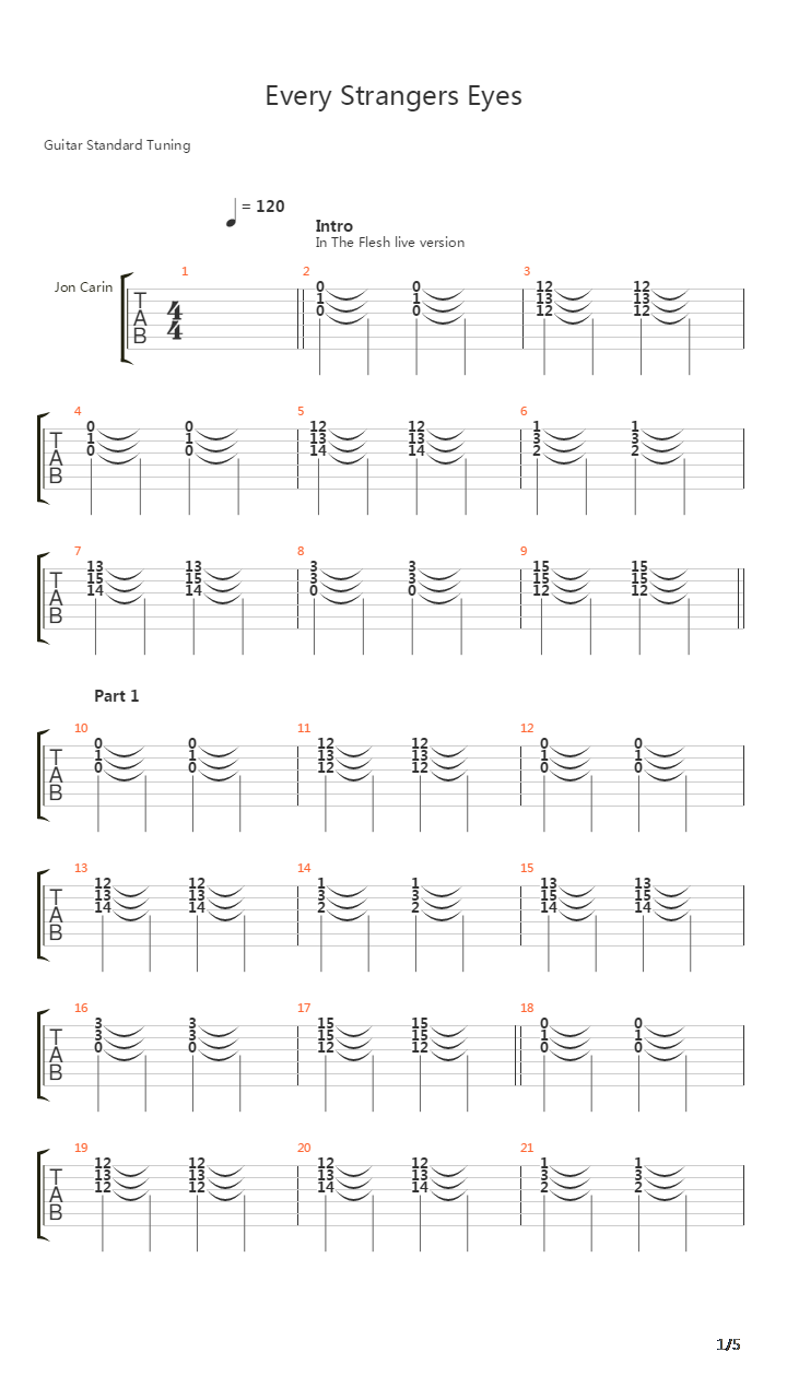 Every Strangers Eyes吉他谱