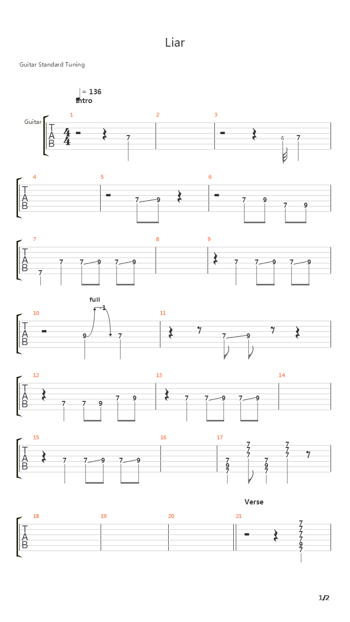 Liar吉他谱