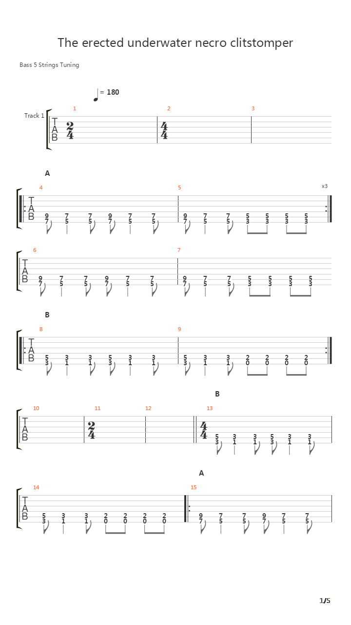 The Erected Underwater Necro Clitstomper吉他谱