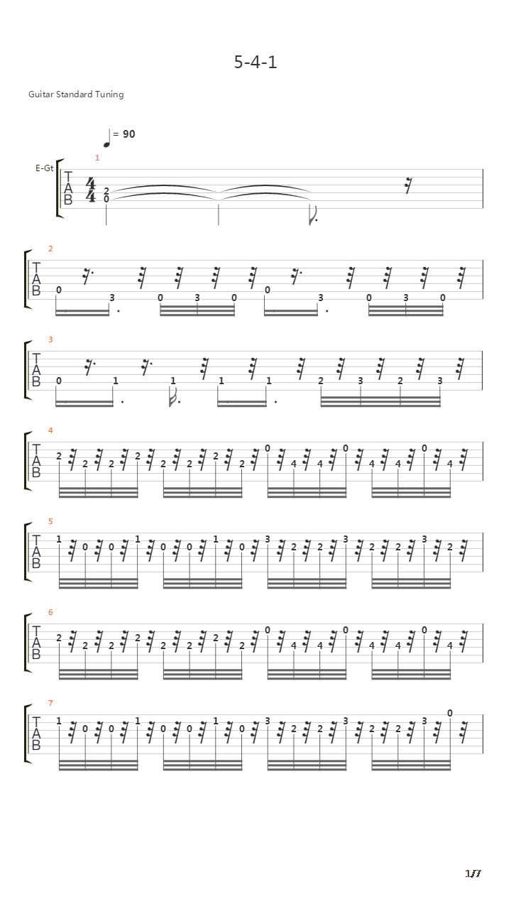 5-4-1吉他谱