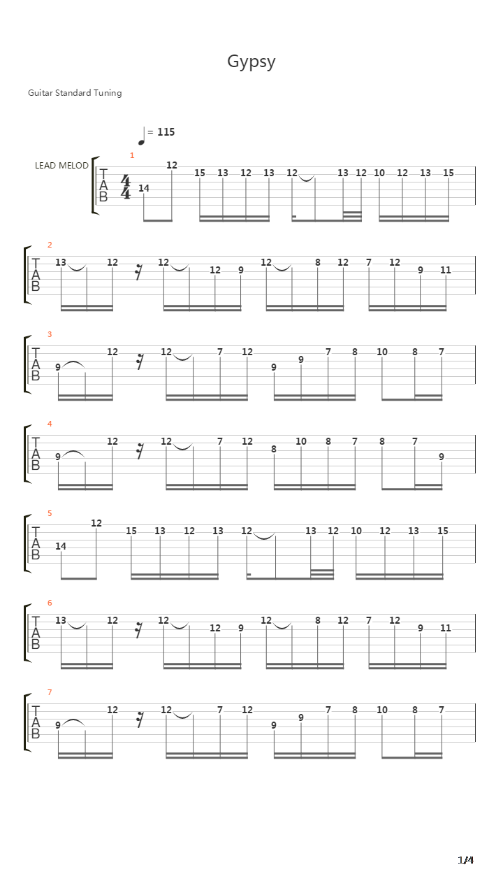 Gypsy吉他谱