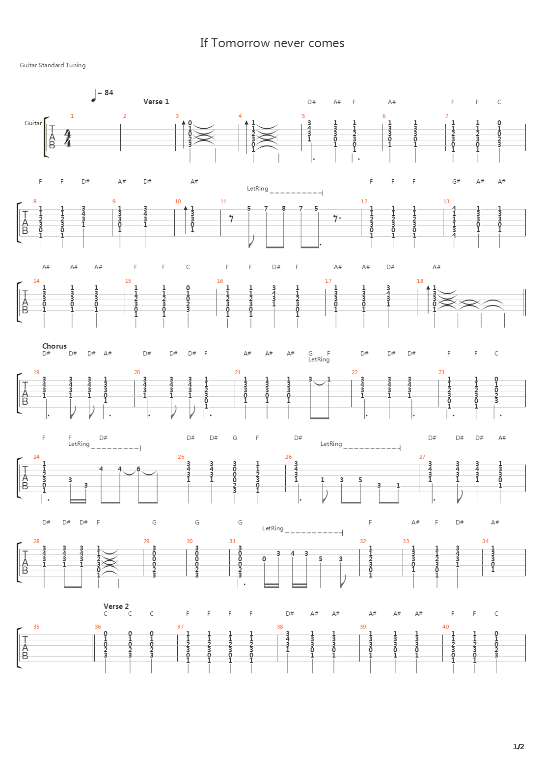 If Tomorrow Never Comes吉他谱