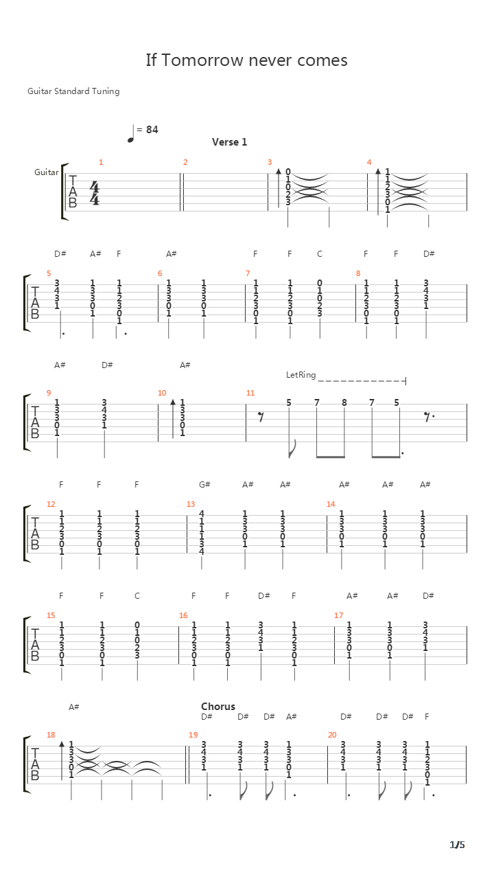 If Tomorrow Never Comes吉他谱
