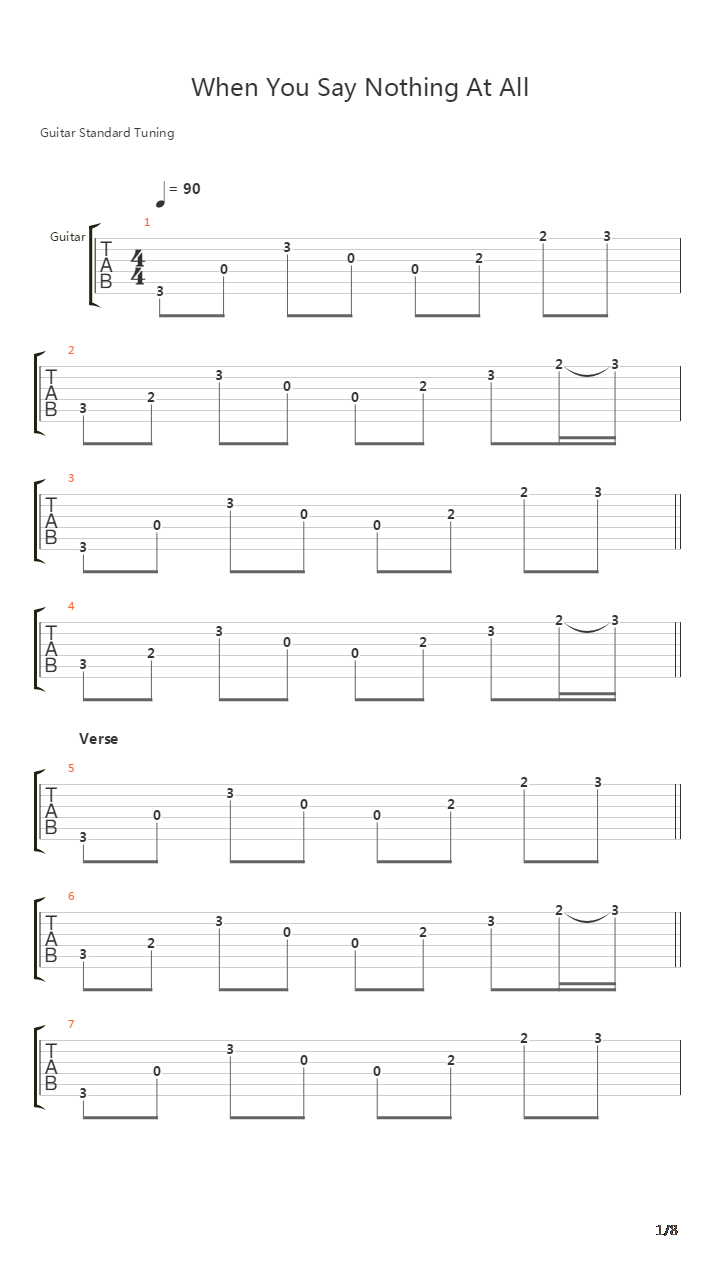 When You Say Nothing At All吉他谱