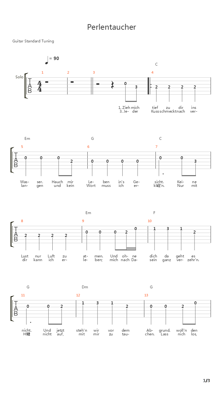 Perlentaucher吉他谱