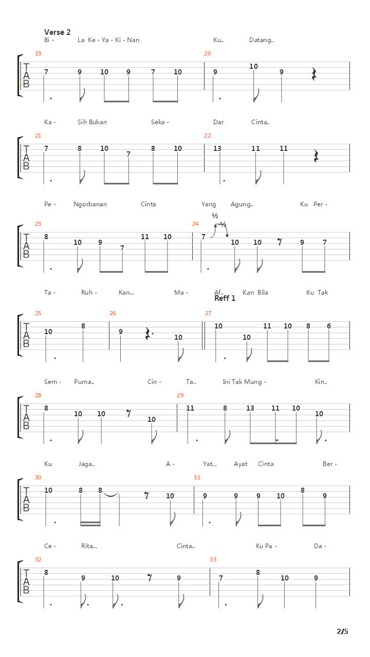 Ayat-ayat Cinta吉他谱
