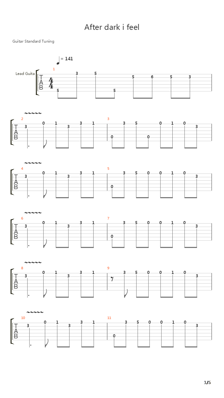 After Dark I Feel吉他谱
