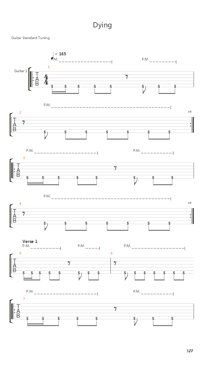 Dying吉他谱