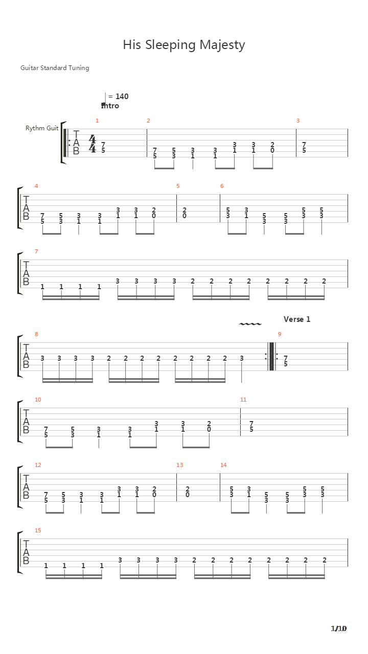 His Sleeping Majesty吉他谱