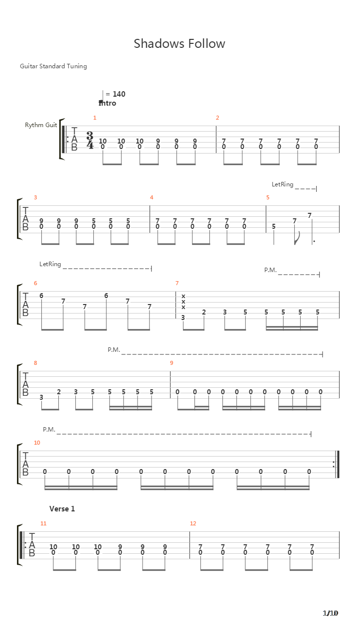 Shadows Follow吉他谱