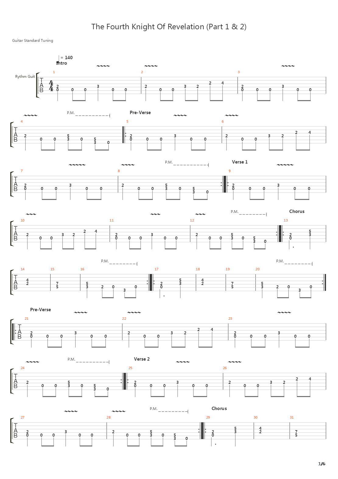 The Fourth Knight Of Revelation Part 1 And 2吉他谱