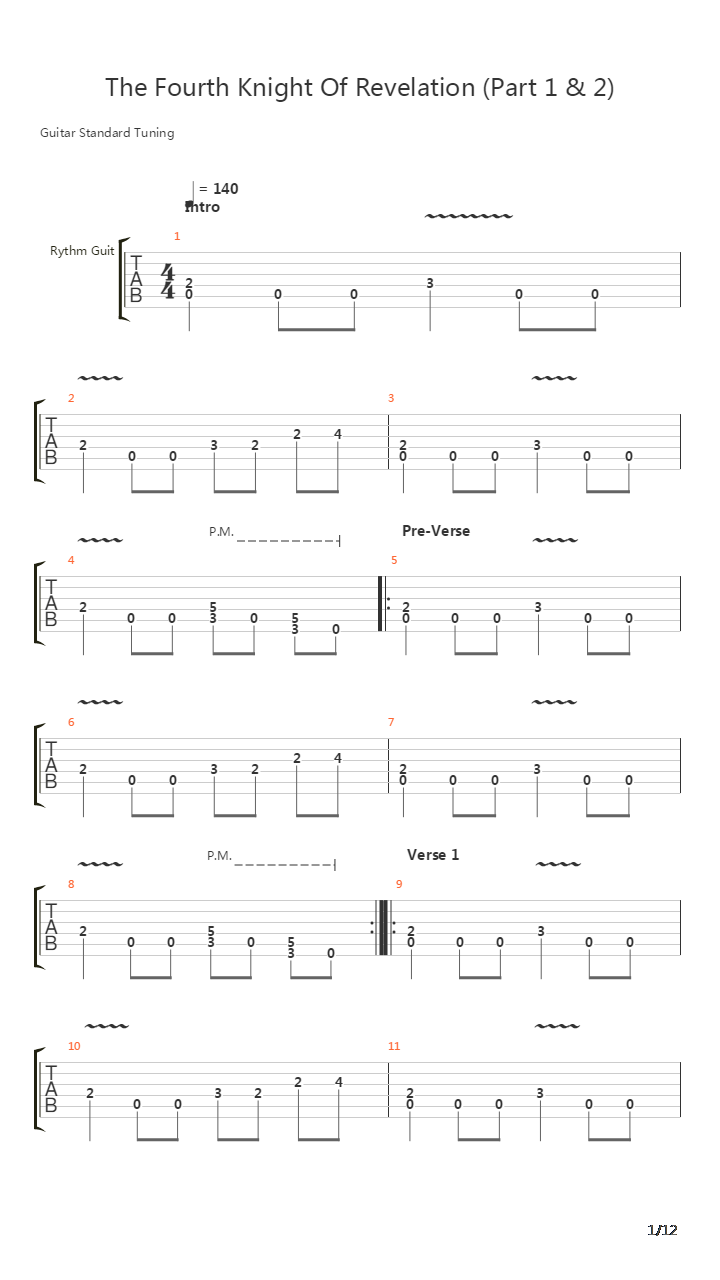 The Fourth Knight Of Revelation Part 1 And 2吉他谱
