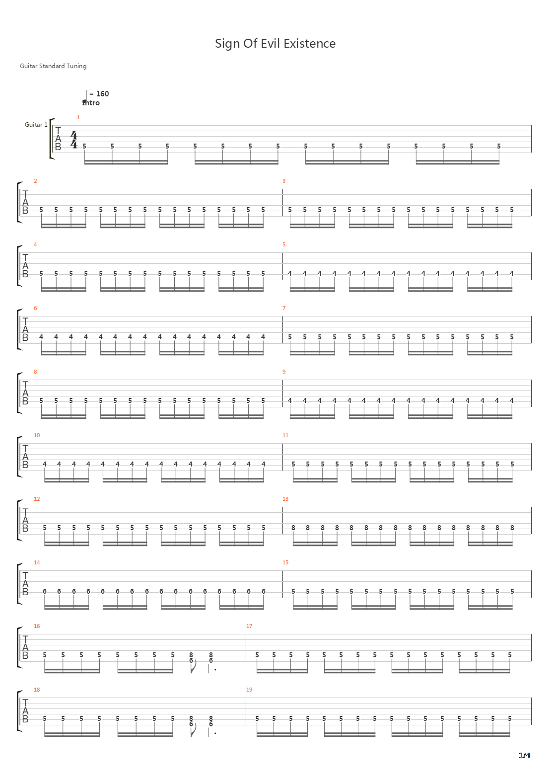 The Sign Of Evil Existence吉他谱
