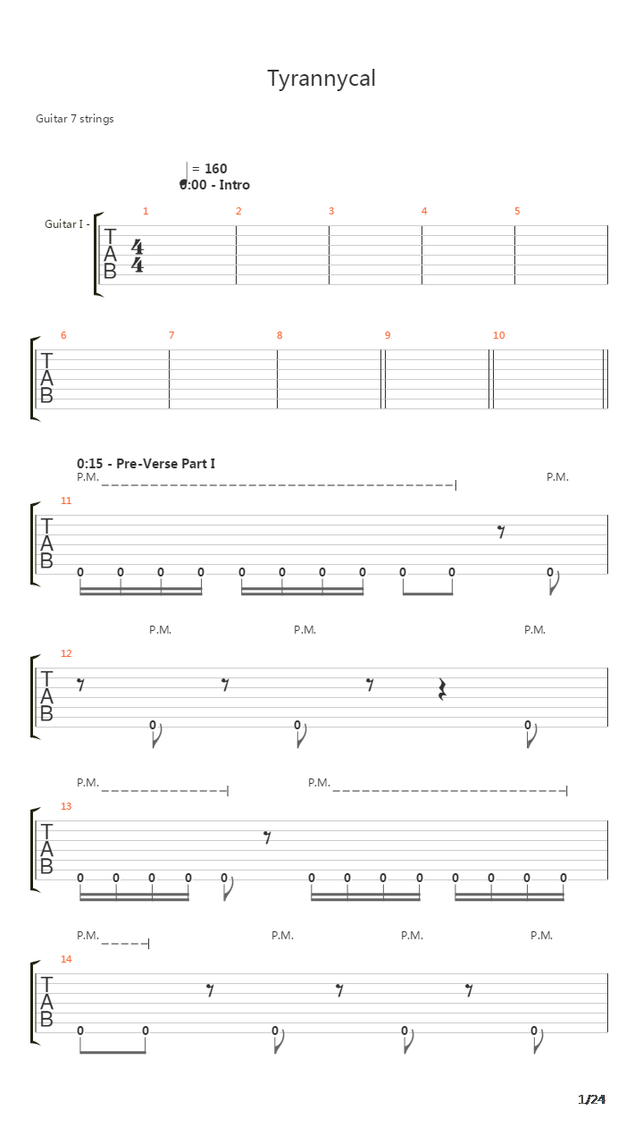 Tyrranycal吉他谱