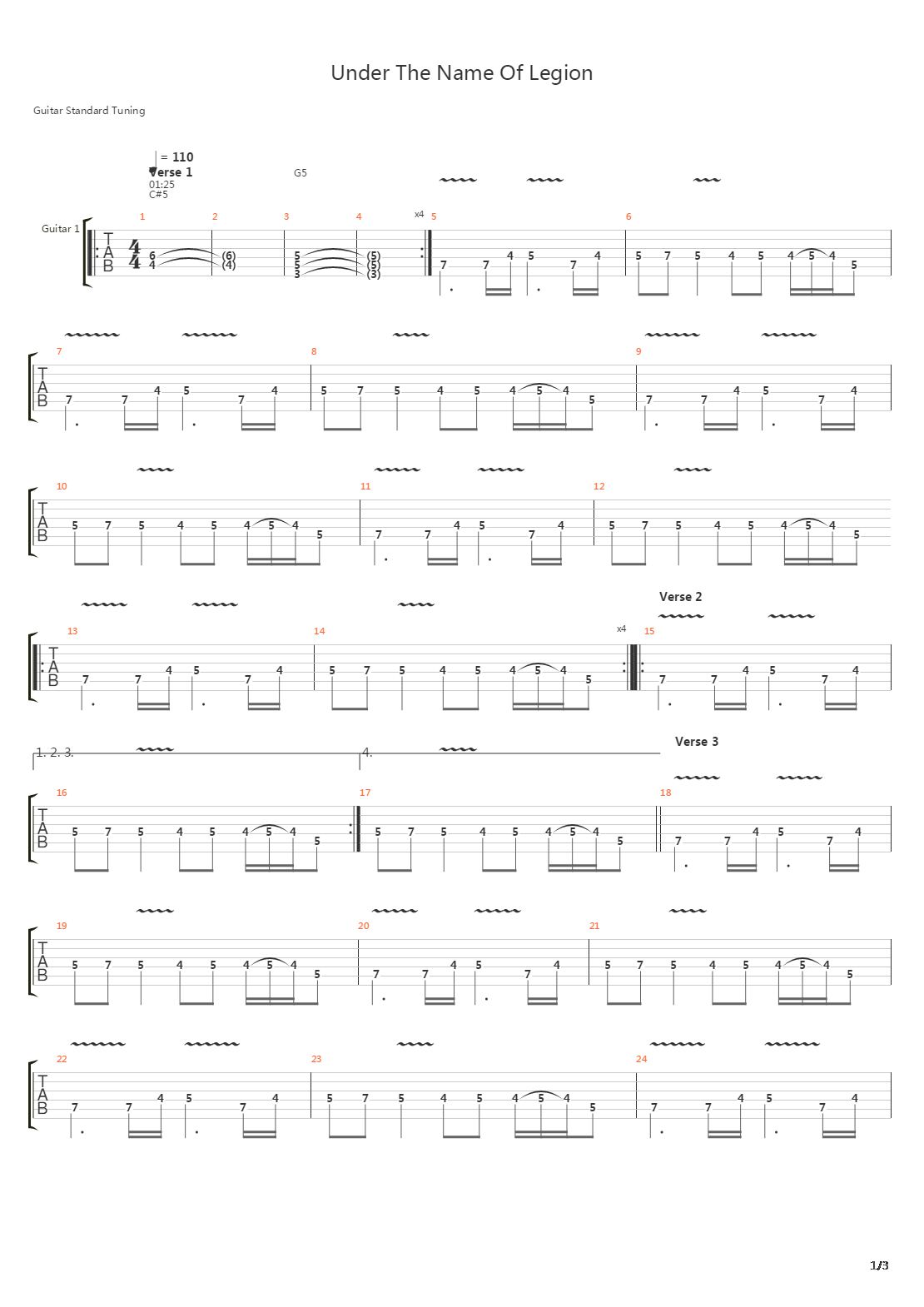 Under The Name Of Legion吉他谱