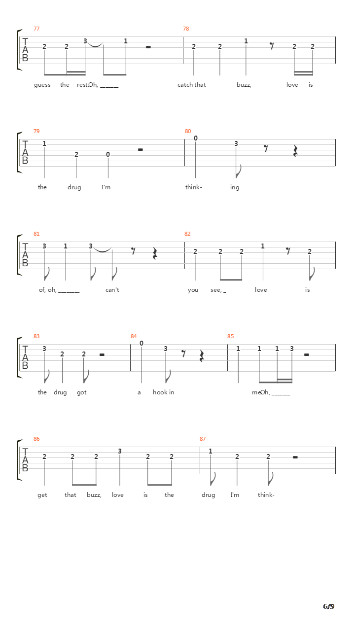 Love Is The Drug吉他谱