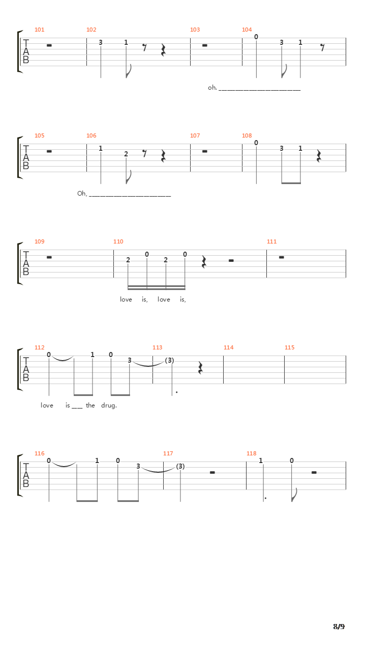 Love Is The Drug吉他谱
