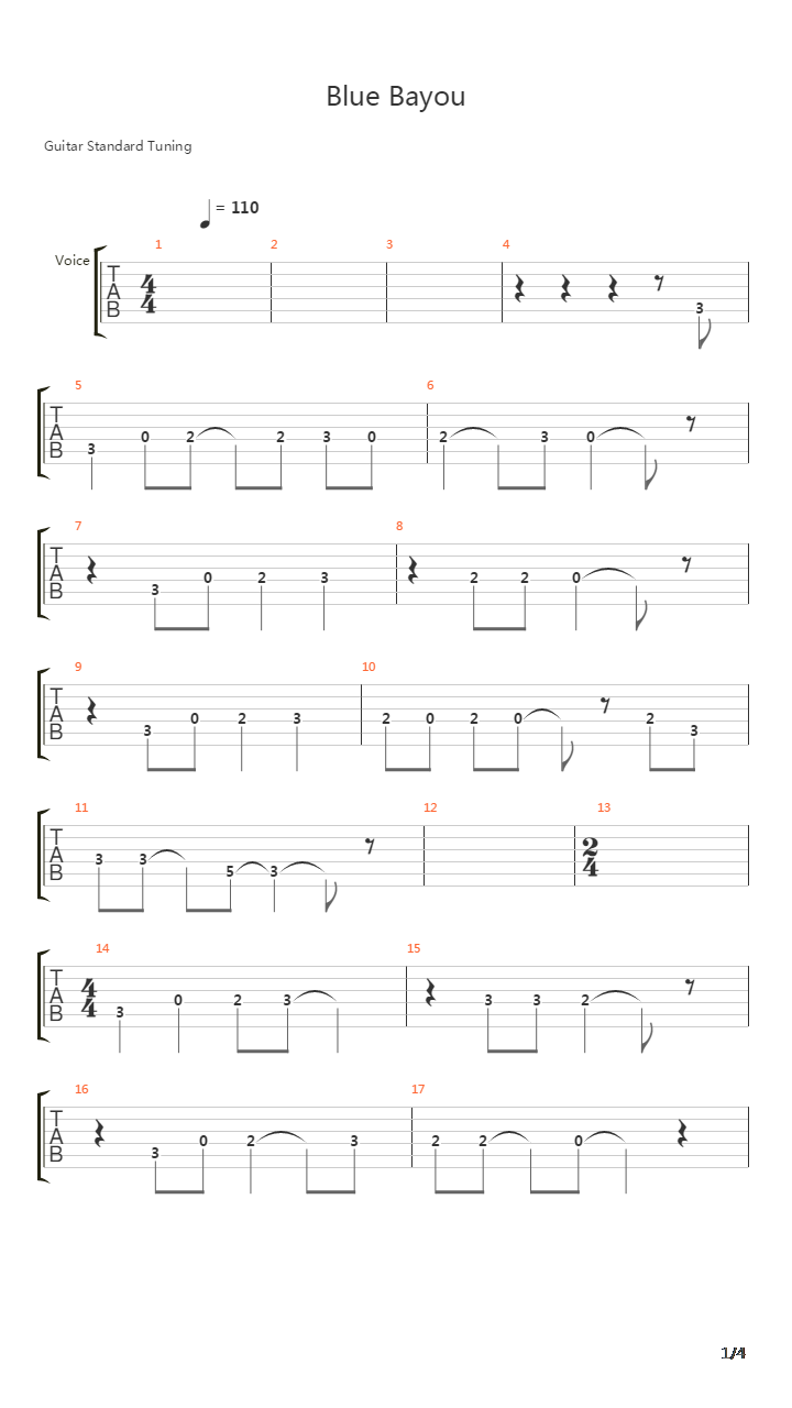 Blue Bayou吉他谱