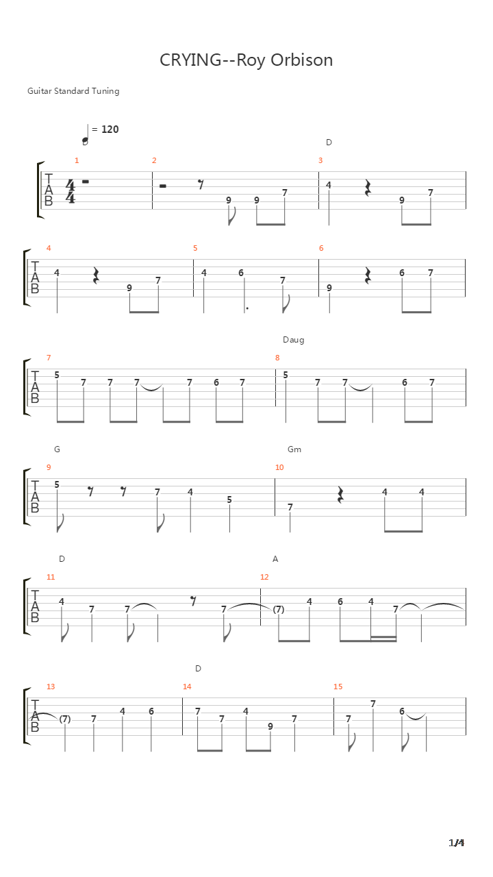 Crying吉他谱