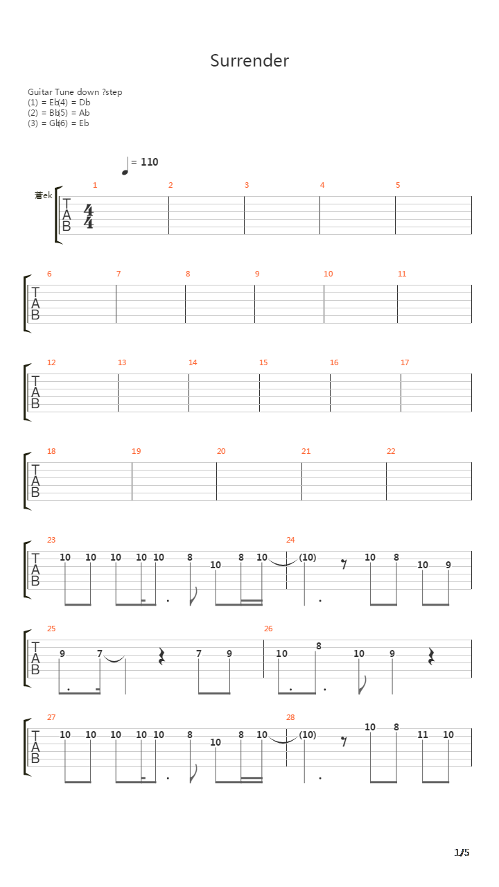 Surrender吉他谱