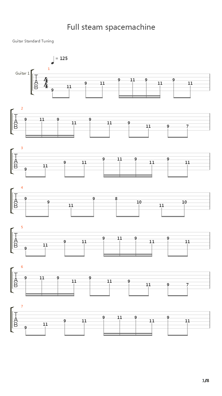 Full Steam Spacemachine吉他谱