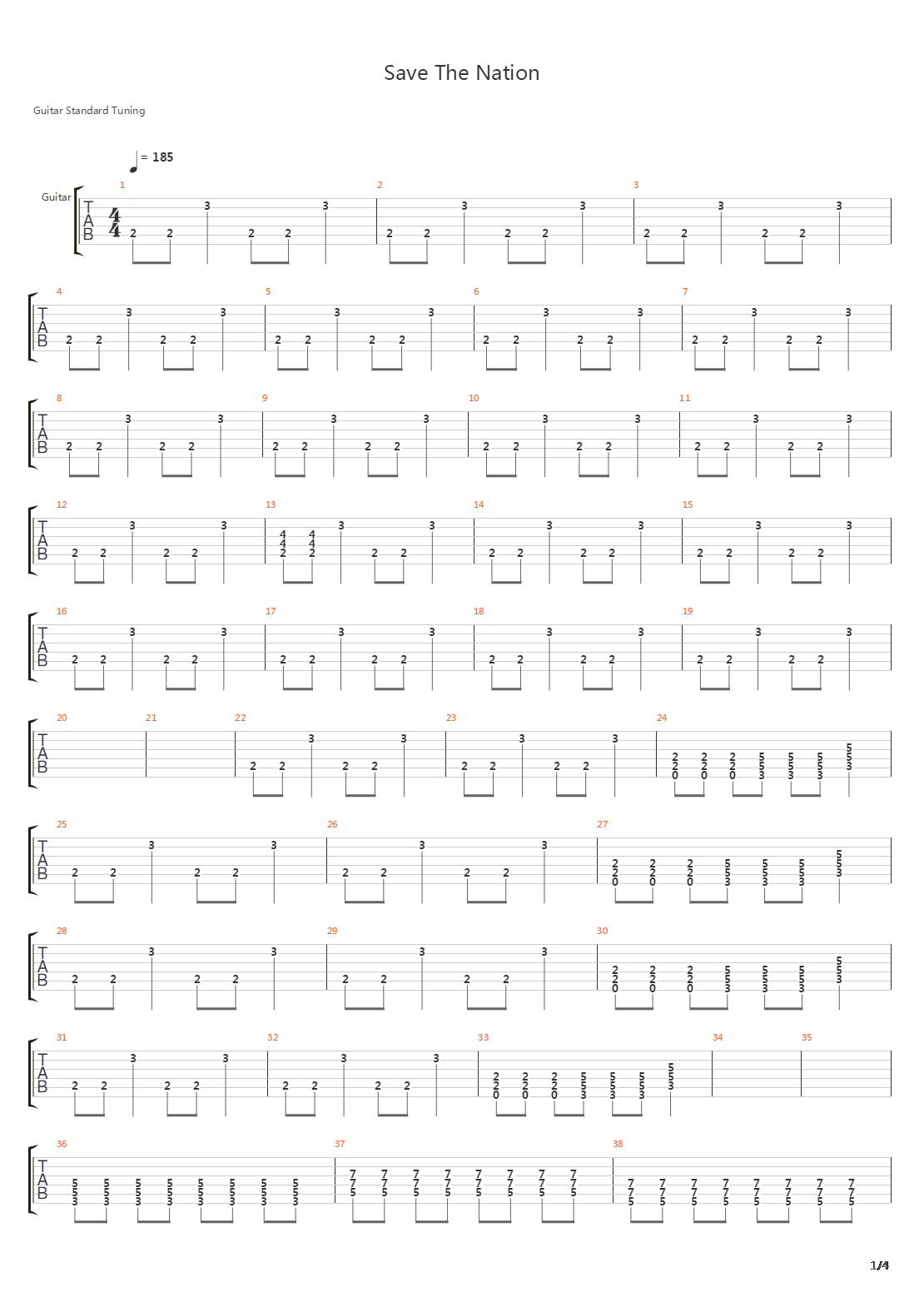 Save The Nation吉他谱