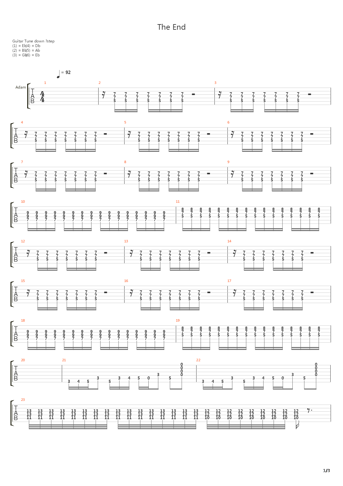 The End吉他谱