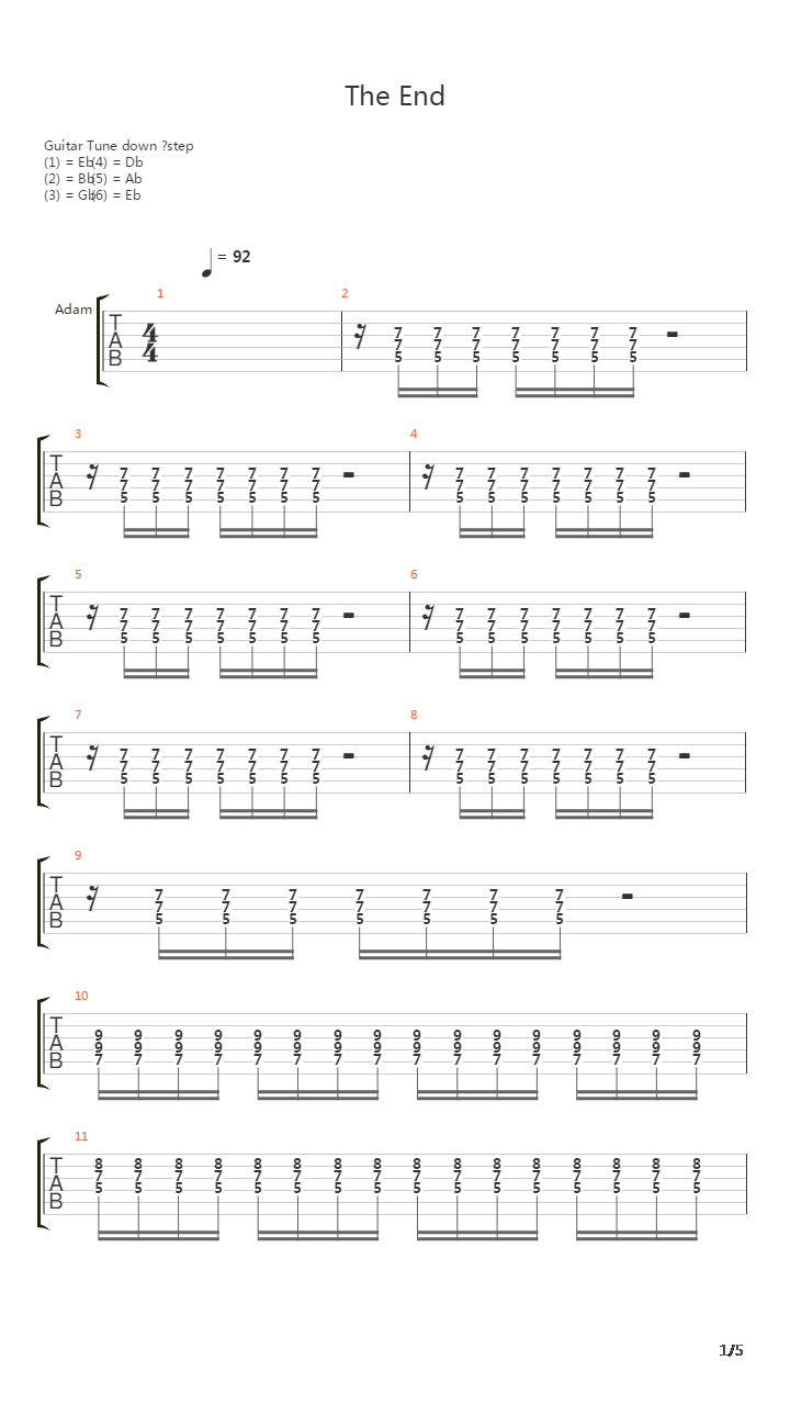 The End吉他谱