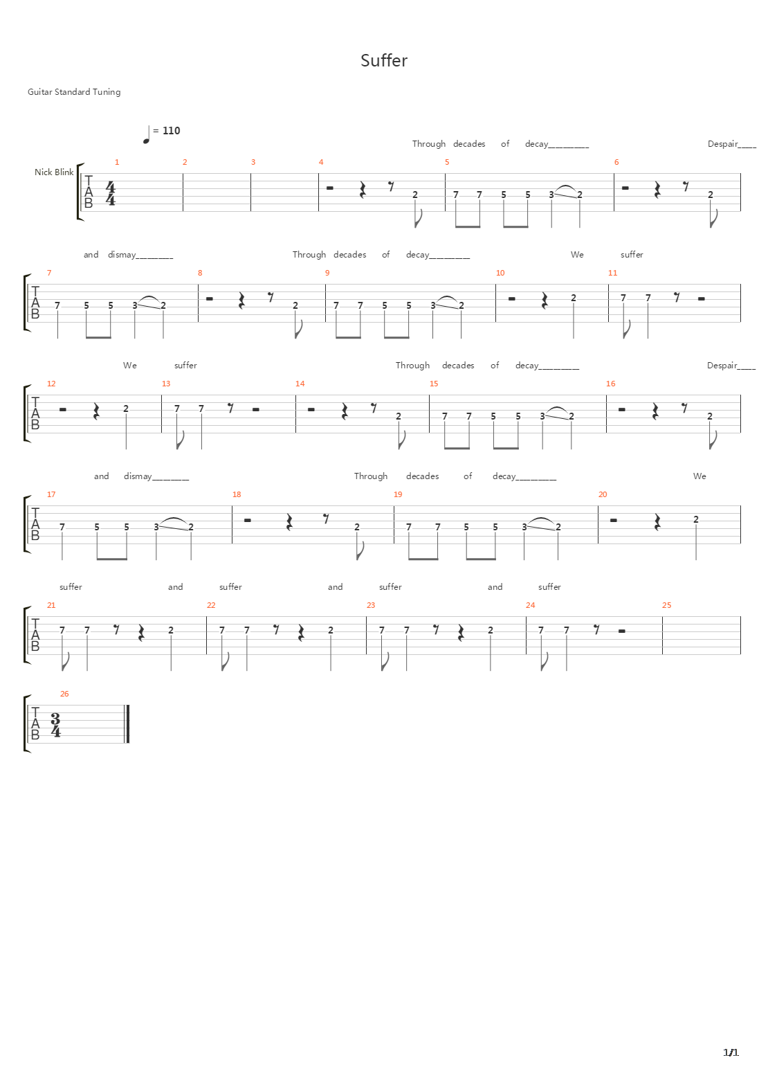 Suffer吉他谱