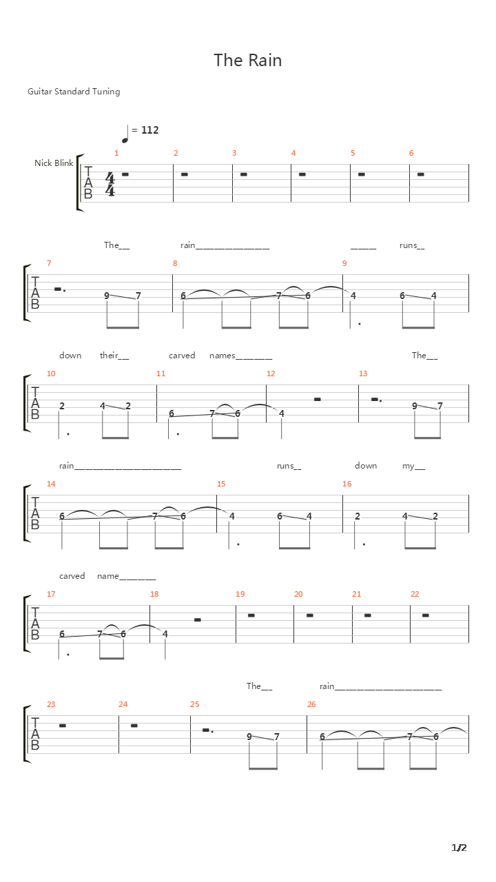 The Rain吉他谱