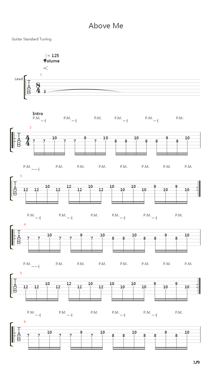 Above Me吉他谱