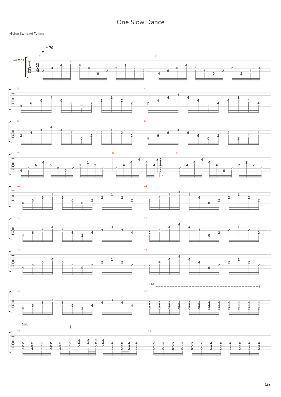 One Slowdance吉他谱