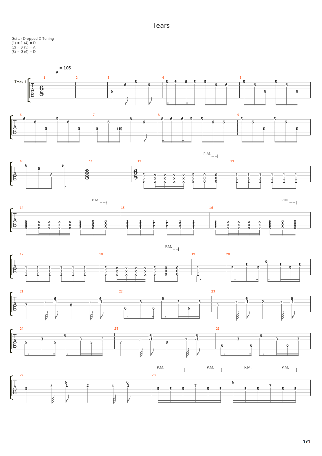 Tears吉他谱