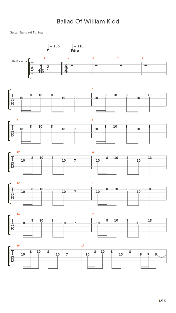 Ballad Of William Kid吉他谱