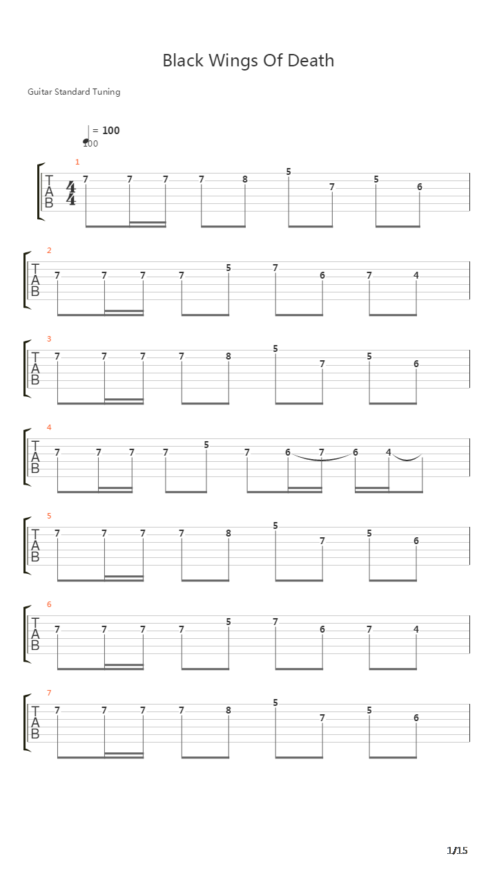 Black Wings Of Death吉他谱