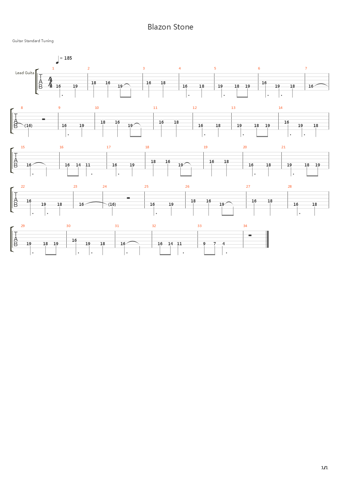 Blazon Stone吉他谱