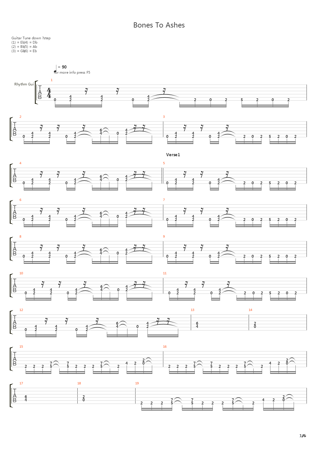 Bones To Ashes吉他谱