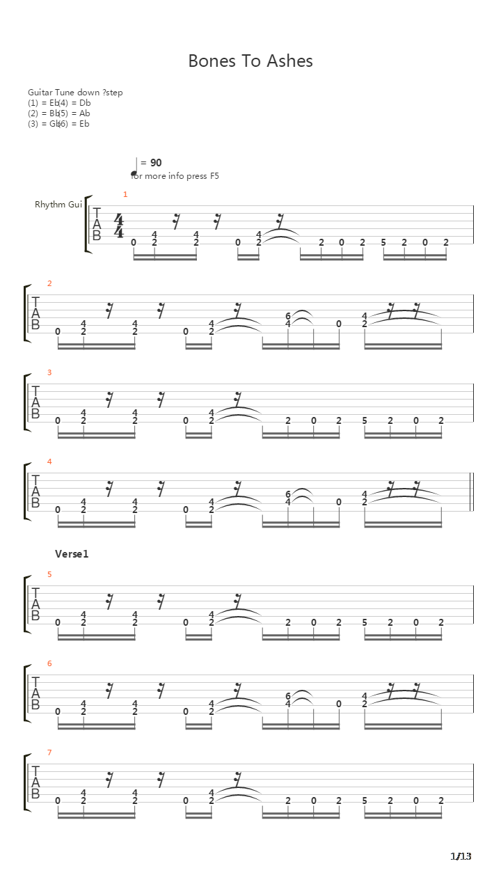 Bones To Ashes吉他谱