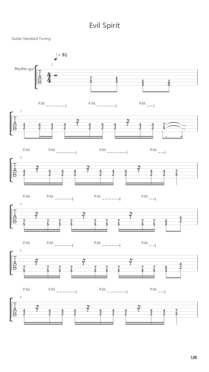 Evil Spirit吉他谱