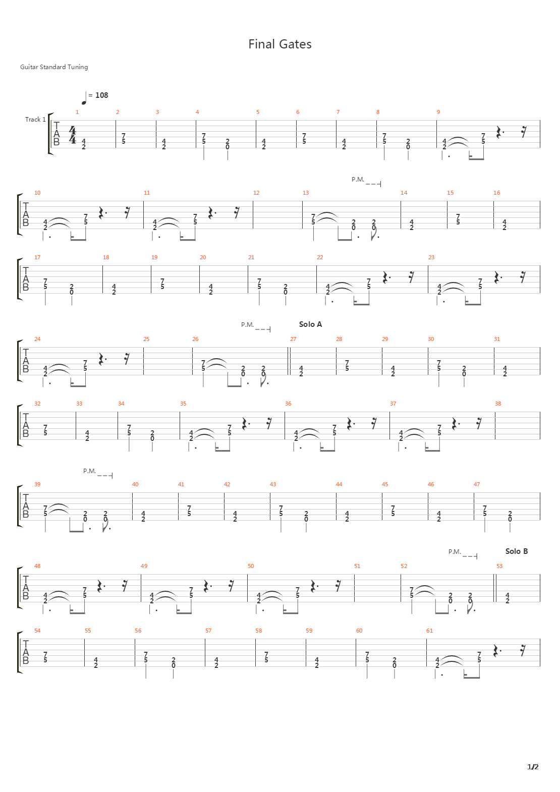 Final Gates吉他谱