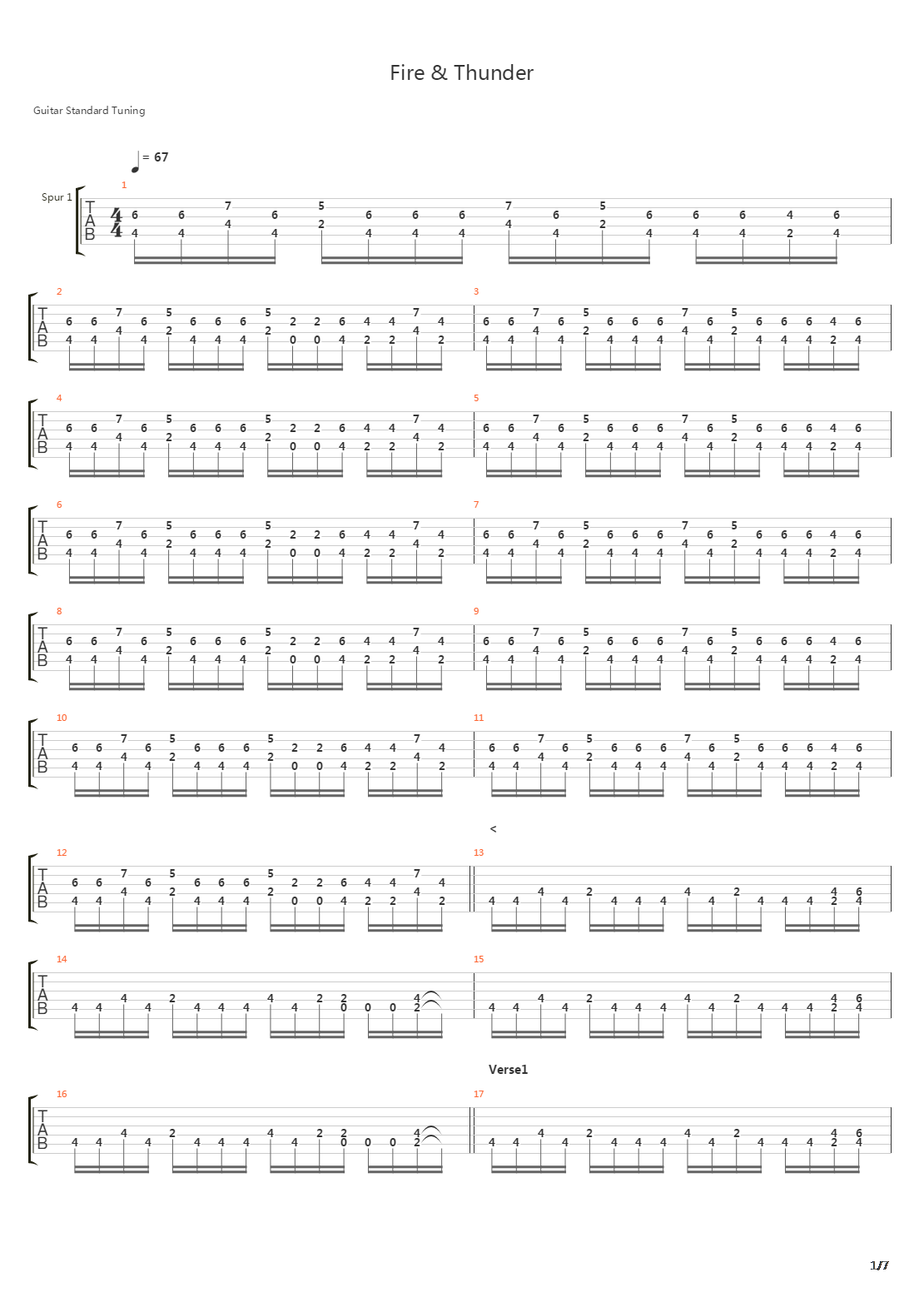 Fire And Thunder吉他谱