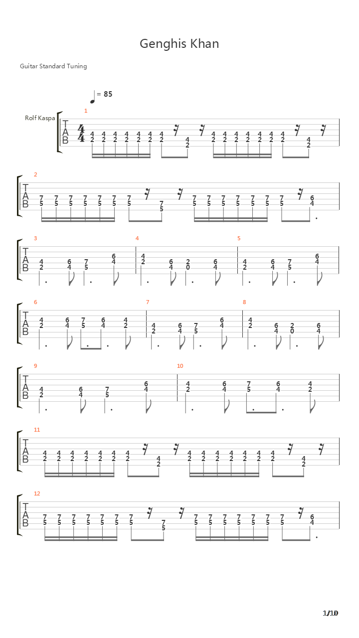 Genghis Khan吉他谱
