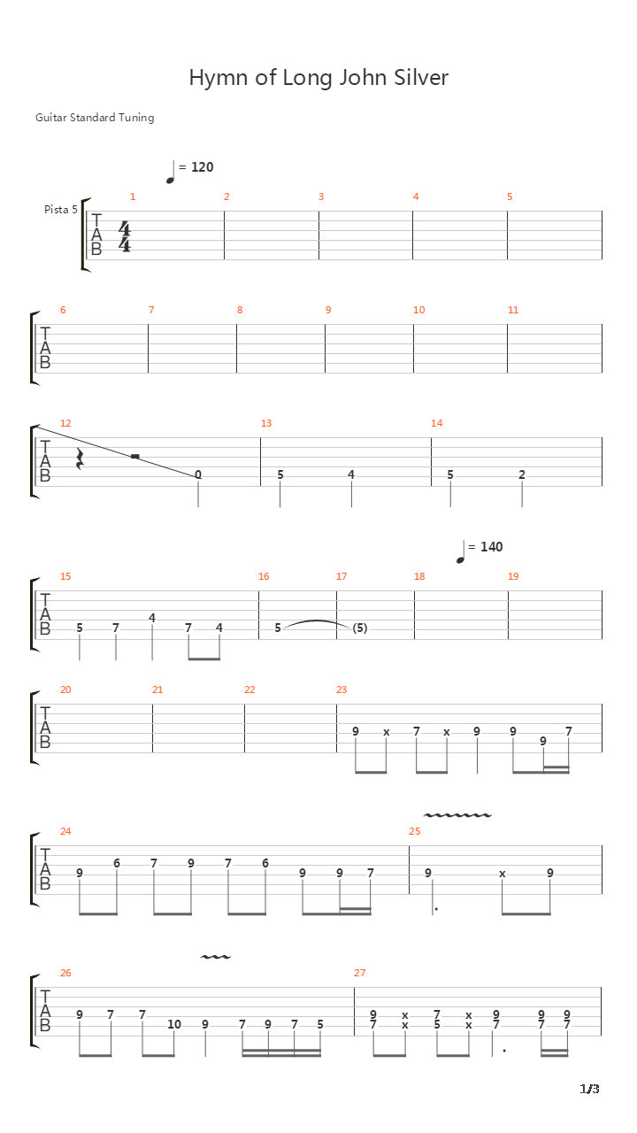 Hymn Of Long John Silver吉他谱