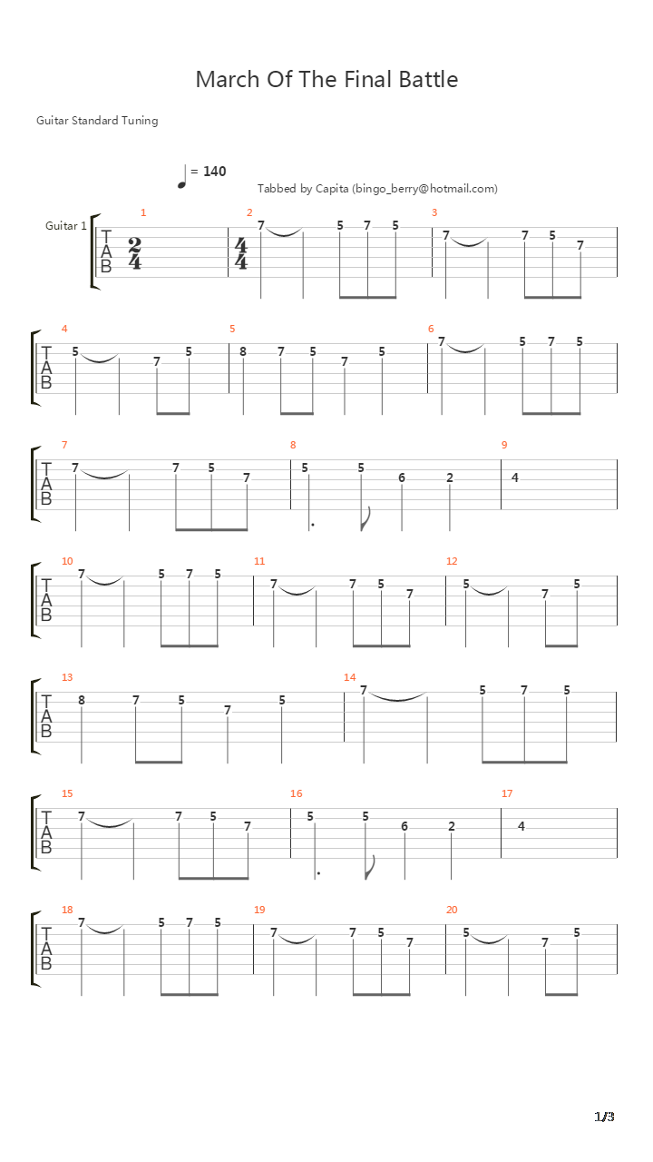 March Of The Final Battle The End Of All Evil吉他谱