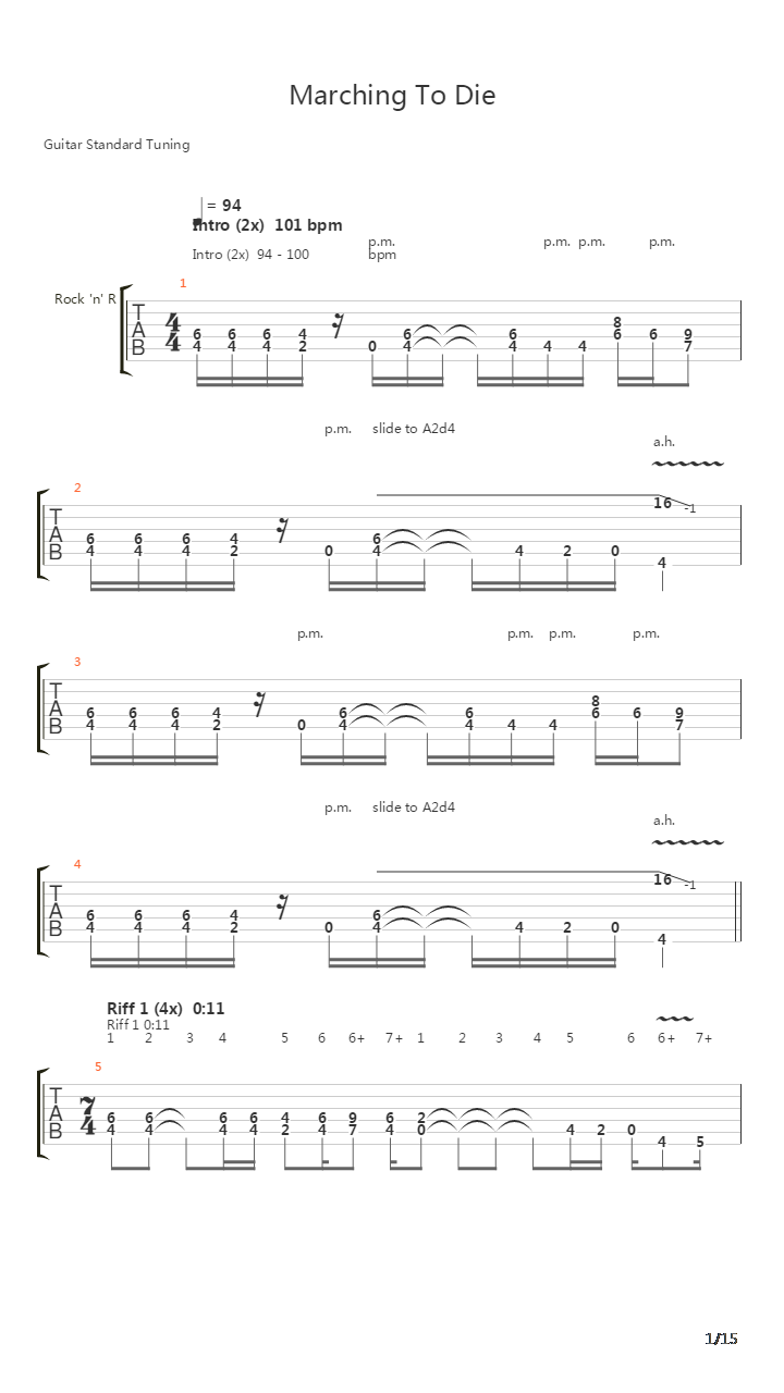 Marching To Die吉他谱