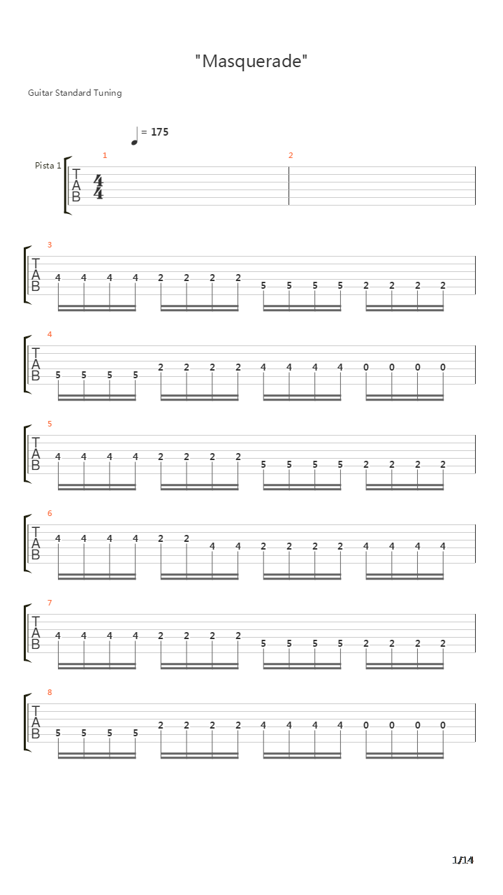 Masquerade吉他谱