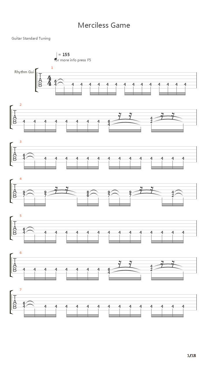 Merciless Game吉他谱