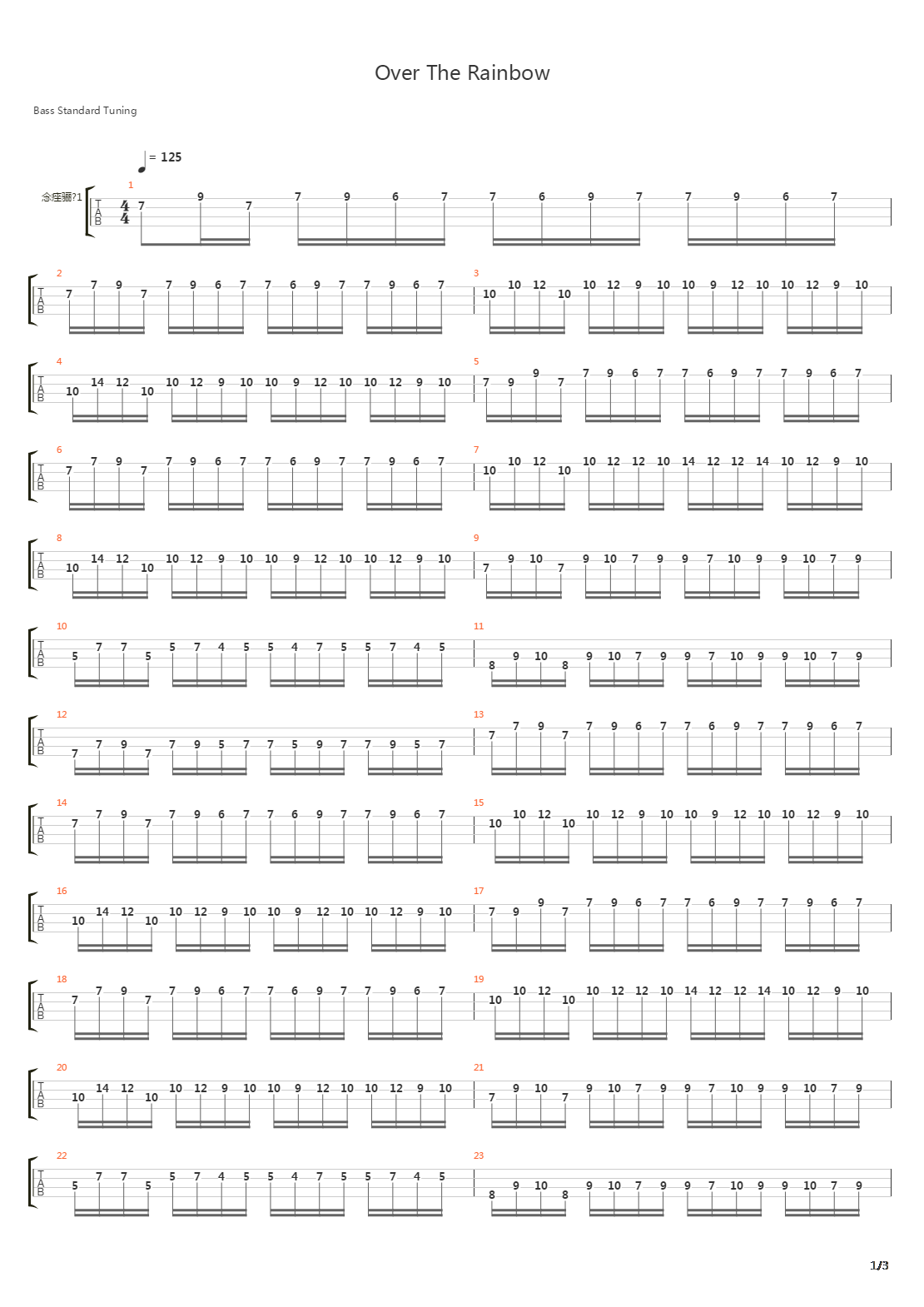Over The Rainbow吉他谱