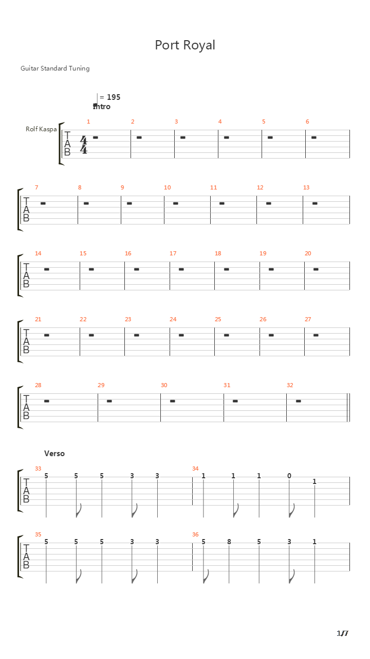 Port Royal吉他谱
